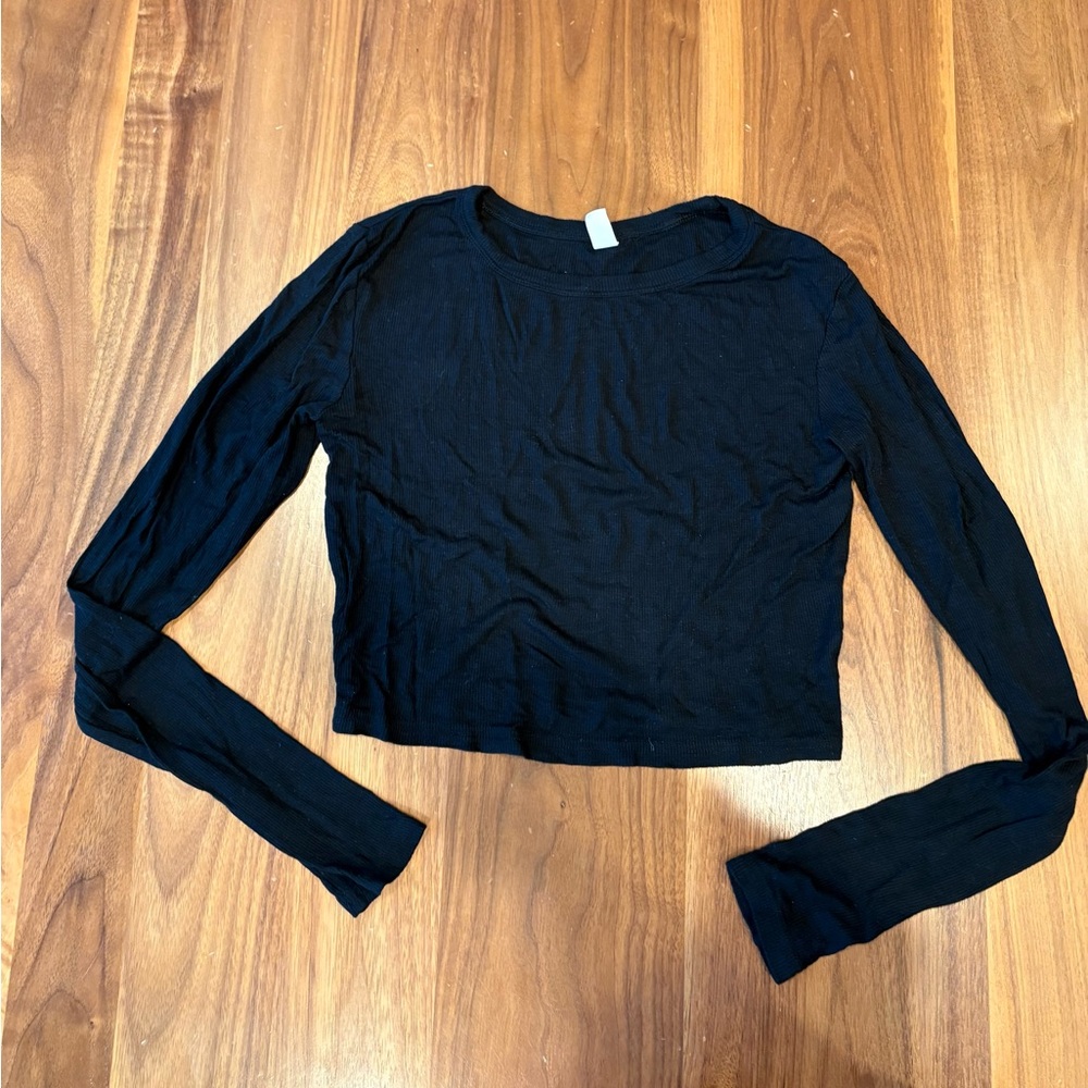 Nordstrom Black Long Sleeve Crop Top
